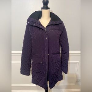 Calvin Klein Quilted Purple Mid Length Womens Jacket Hooded XL